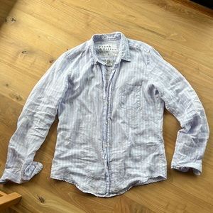 Frank & Eileen striped 100% linen button down shirt